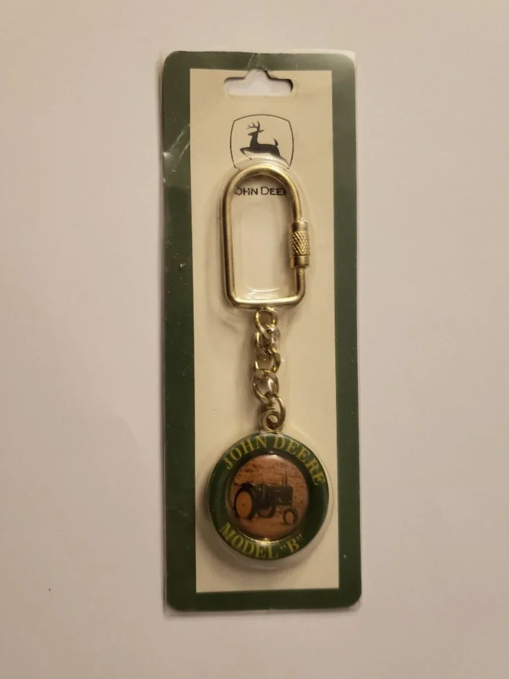 John Deere Tractor Model B Collectible Keychain Metal Key Chain Key Ring JD NWT